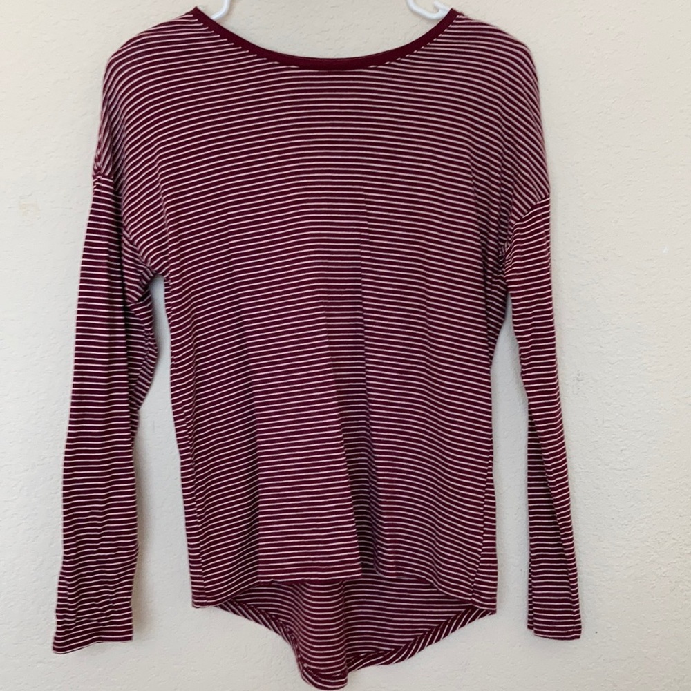 Red and white long sleeve top